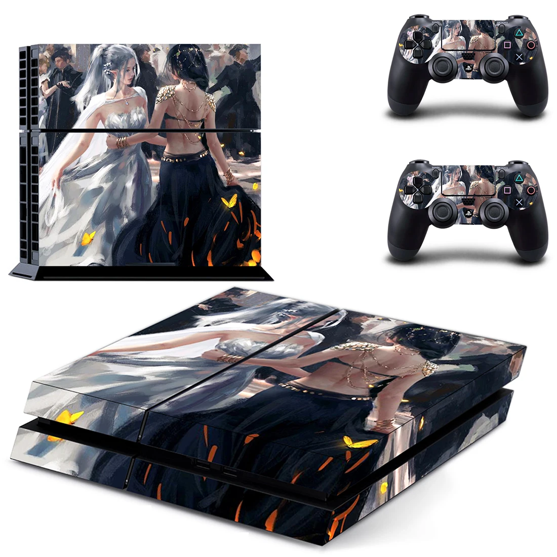 

Наклейка на консоль Playstation 4 и 2 контроллера, стиль 1