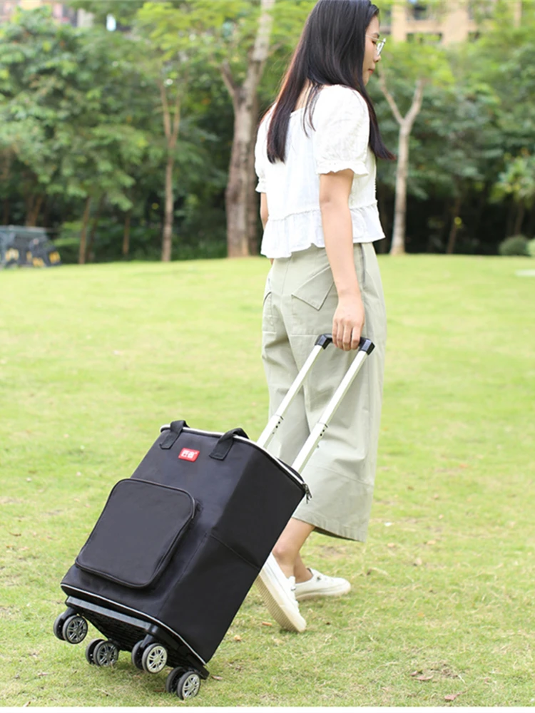 Складная тележка для покупок B LIFE переносная большой вместимости багажа съемный