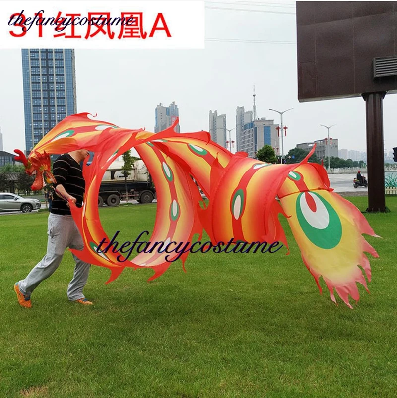 6M Silk Peacock Ribbon Dragon Dance Costume Fitness Outdoor traditional dress Carnival  Square Performance Halloween Toys Party
