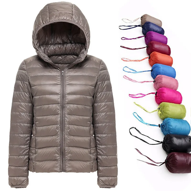 

2021 New Thin Down Jacket Women Autumn Winter Warm Duck Down Ultralight Jacket Coat Female Zipper Oversized Parka Outwear
