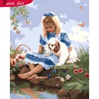 Сделай Сам акриловая краска на девочек и с рисунками щеночков, Раскраска по номерам степень сложности три звезды VA-1015