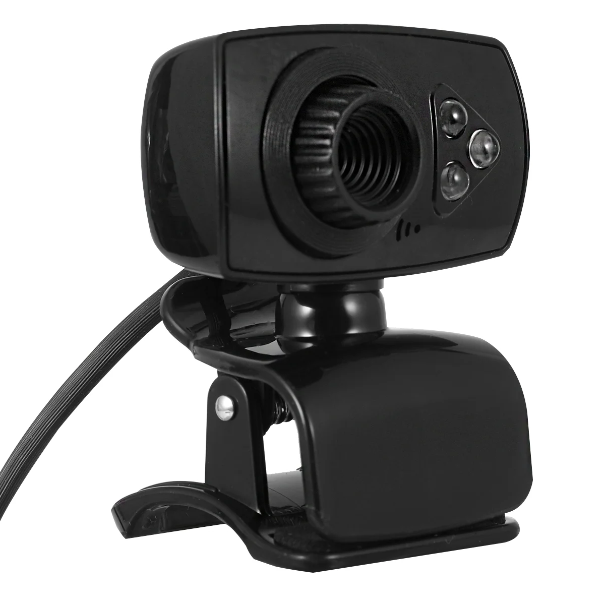 

USB веб-камера 480P Компьютерная камера Веб-камера с 3 подсветками USB2.0 веб-камера с микрофоном клипсой для компьютера ПК ноутбука (черная)