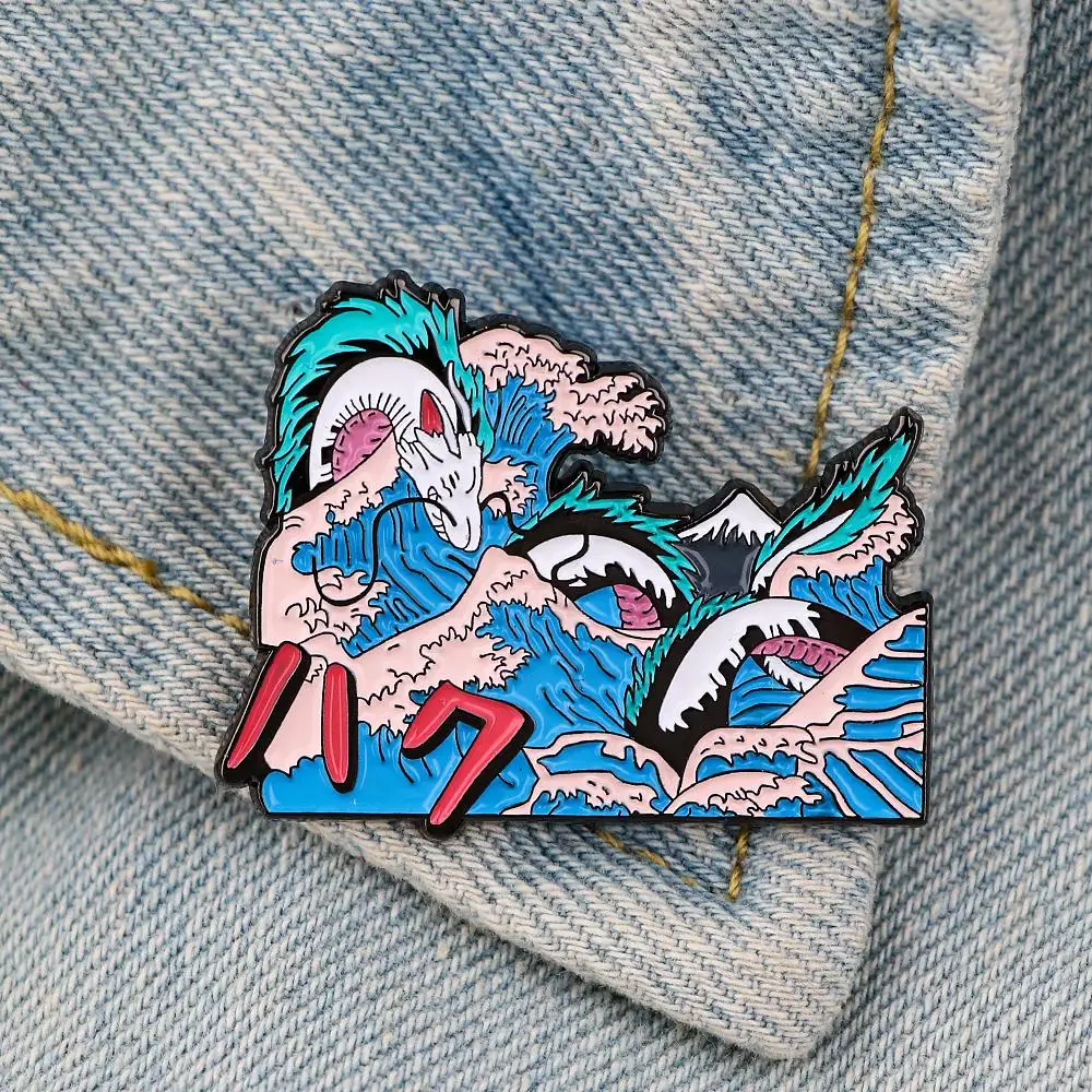 

Japanese Waves Anime Dragon Manga Enamel Pin Brooches for Clothes Backpack Collar Hat Badge Lapel Pin Jewelry Gifts