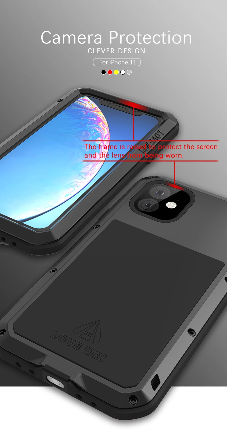 Противоударный металлический бронированный чехол на весь корпус для Apple iPhone 11
