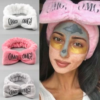 2020 explosion models omg letters coral velvet face wash makeup bath hair accessories hair band bow girl headband hair band
