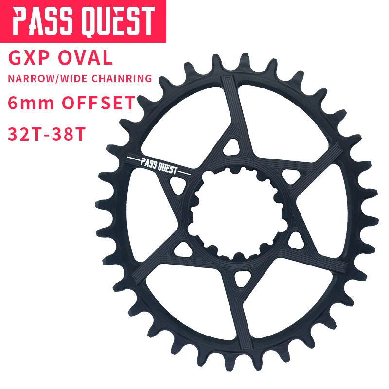

PASS QUEST GXP Bike Chainring 32T-38T 6mm Offset Narrow Wide MTB Mountain Bicycle Chainwheel for Sram GX XX1 eagle X01 X9 crank