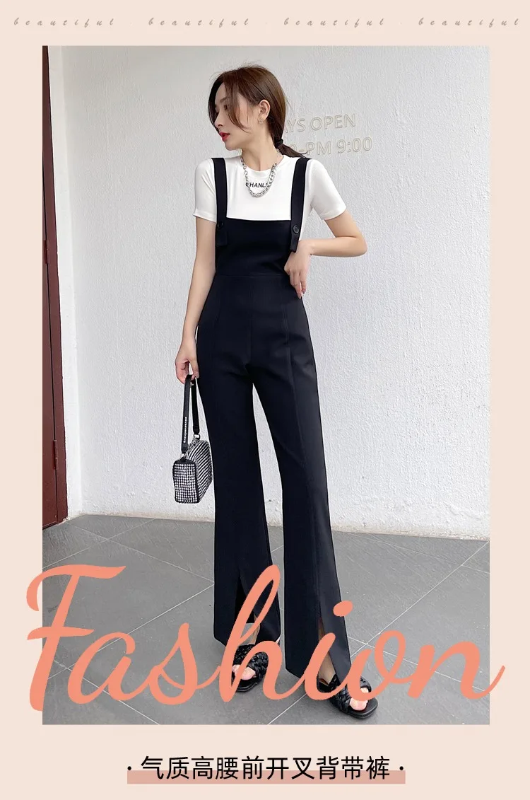 Модные широкие брюки-клеш в Корейском стиле осень 2021 женские черные нейлоновые