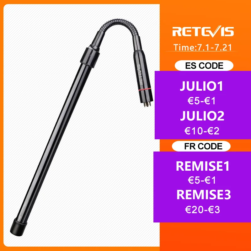 

Retevis HA03 Foldable Tactical Antenna Bendable SMA-F Airsoft Game Walkie Talkie Antenna For Baofeng UV-5R BF888S Ailunce HD1