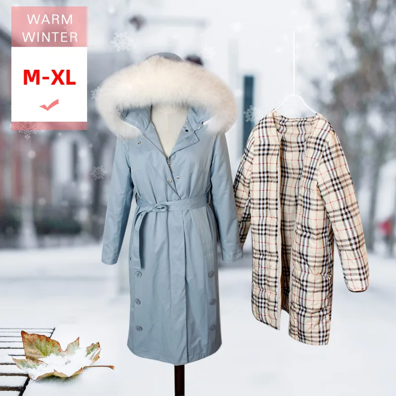 M-xl новый зимний модный длинный толстый теплый пуховик с воротником из