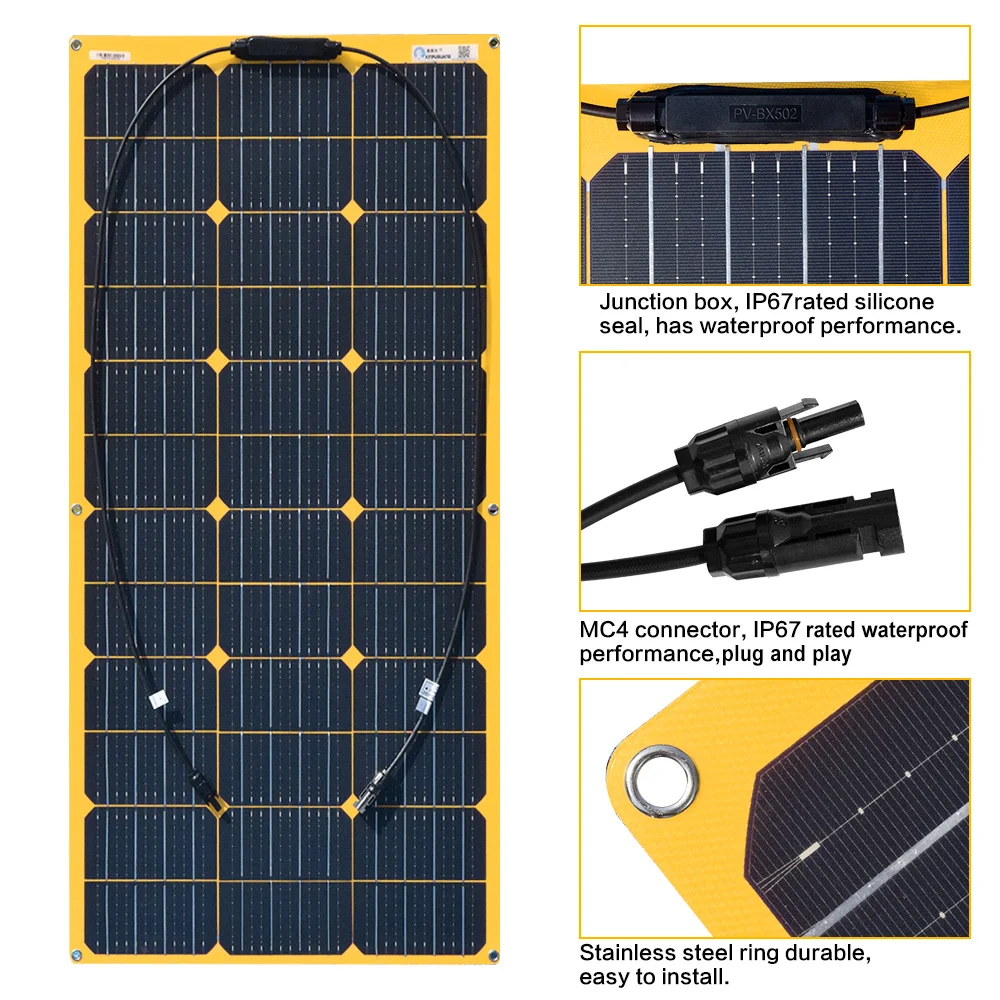 Новая гибкая солнечная панель 18 вольт 100 ватт монокристаллические солнечные