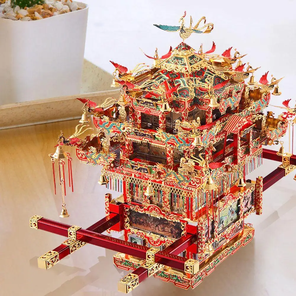 

Bridal Wedding Sedan Chair Phoenix Crown Xia 3D Puzzle Metal Assembly Model Manual Jigsaw Educational Toy Adult Chinese Traditio