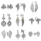 Сверкающие массивные искусственные перья, листья, привлекательность, Стерлинговое Серебро 925 пробы, женский свадебный подарок, ювелирные изделия Pandora DIY