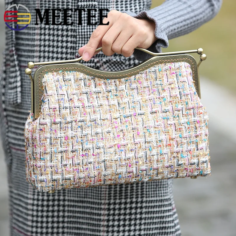 

Meetee 1pc/5pcs 20.5/27cm Retro Metal Bag Frame Lock Clasp Buckle Purse Frames Handle DIY Wallet Hand Pull Parts Accessories