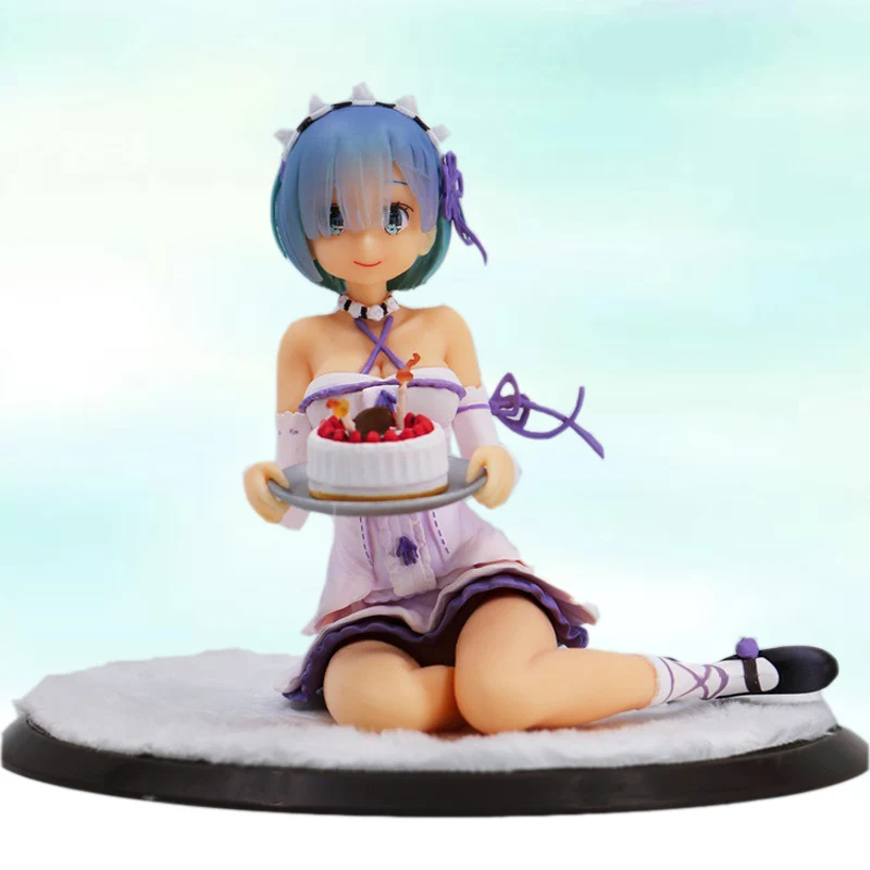 

Anime Re:Life In A Different World From Zero Action Figure Rem Re Zero Birthday Cake Ver. PVC Collection Model Toy Birthday Gift