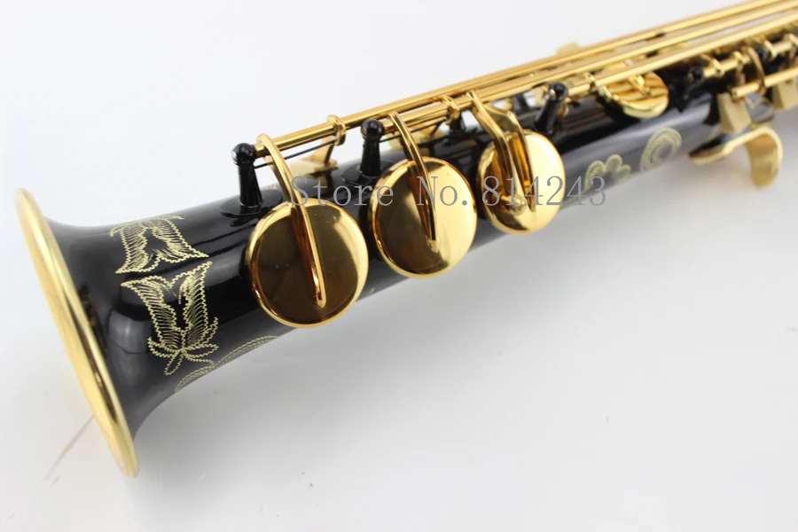 MARGEWATE сопрано саксофон черный никель Золото B плоский Sax роскошная резьба с