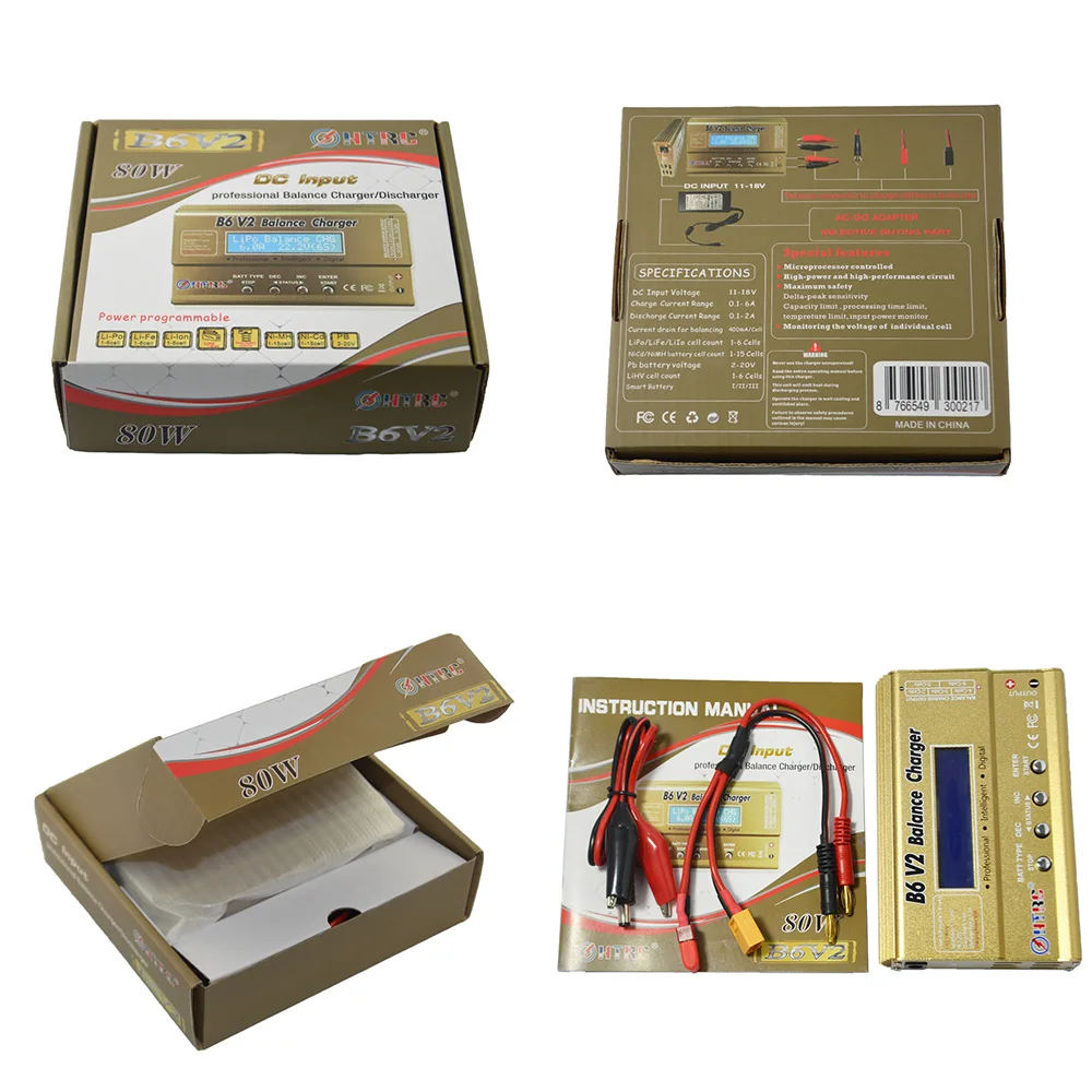 HTRC Imax B6 V2 80 Вт 6A RC батарея баланс зарядное устройство LiIon/LiFe/NiCd/NiMH/High/LiHV/power + 15 В