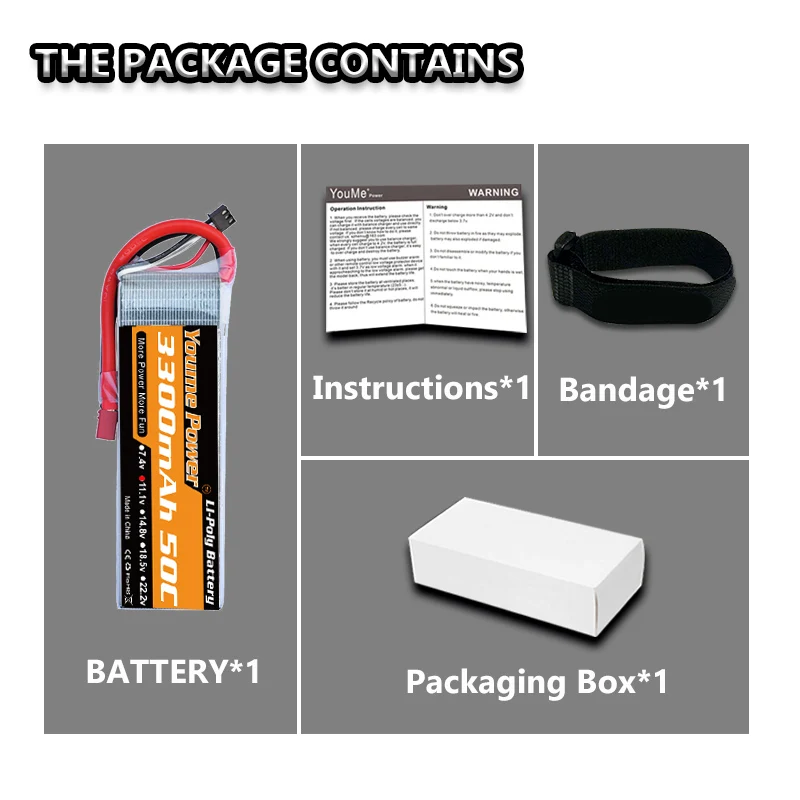 Youme-bater&iacute;a Lipo 3S de 11,1 V, 6200mAh, 6500mAh, 3300mAh, 4500mAh, 5200mAh, carcasa dura 50C 60C, enchufe Deans para TRAXXAS 1:10, coche, barco, Dron-4