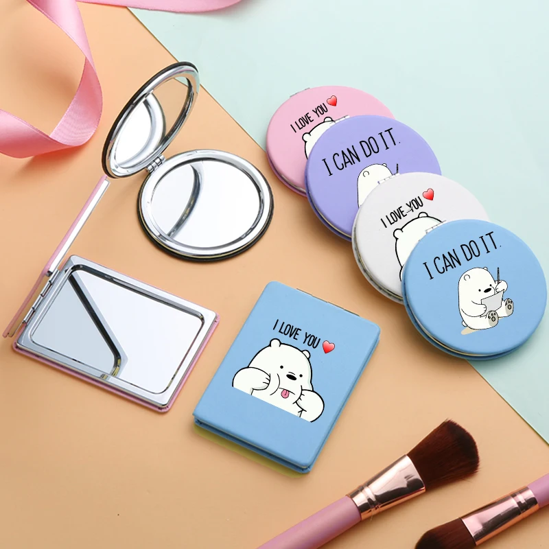 

Portable Folding Makeup Mirror with Double Side for Girls Cartoon Funny Bear Magnifying Compact Cosmetic Vanity Pocket Mirrors