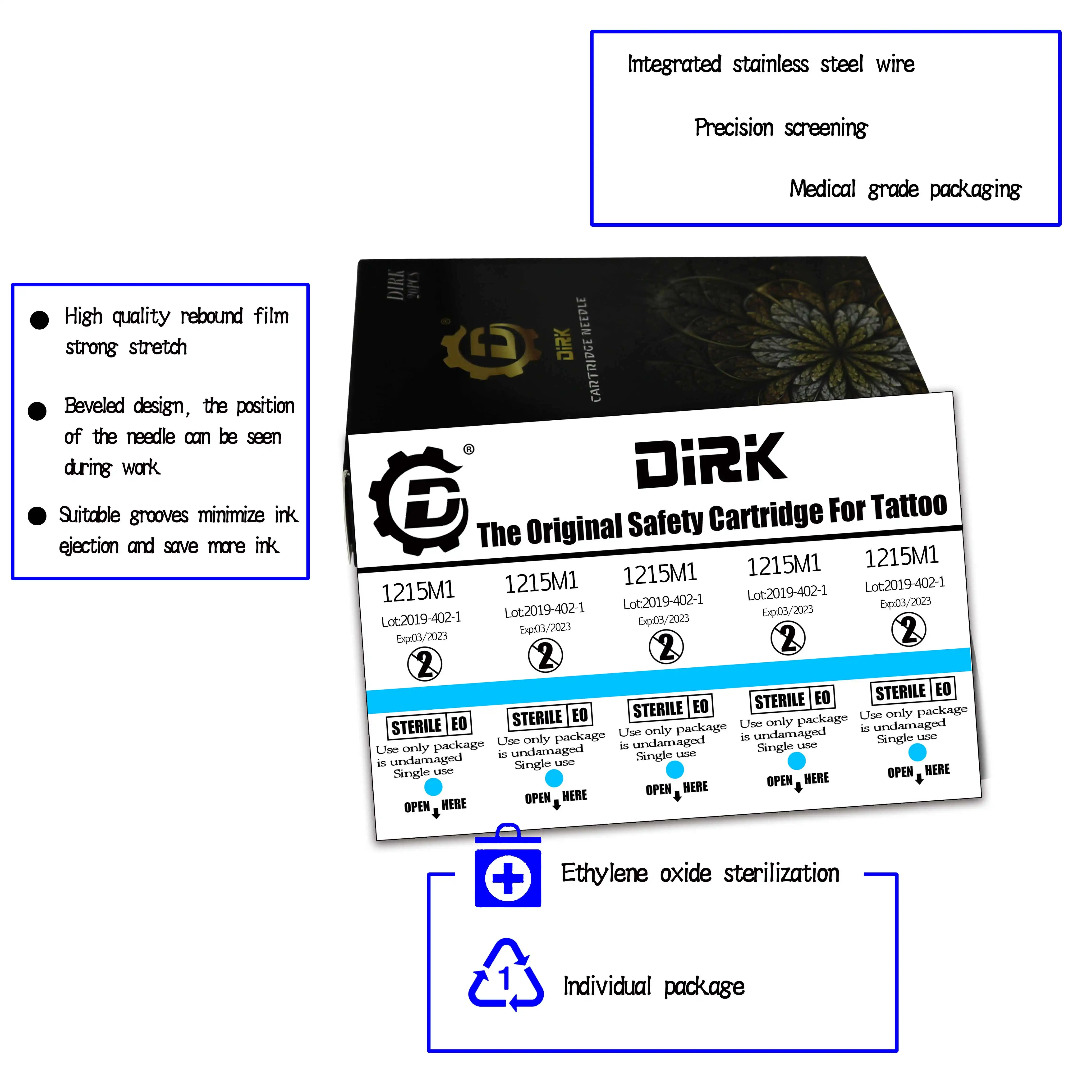 Иглы для татуировки DIRK круглый вкладыш #10 (игла 0 30 мм) RC03RL RC05RLRC07RL RC09RL RC14RL RC18RL 20