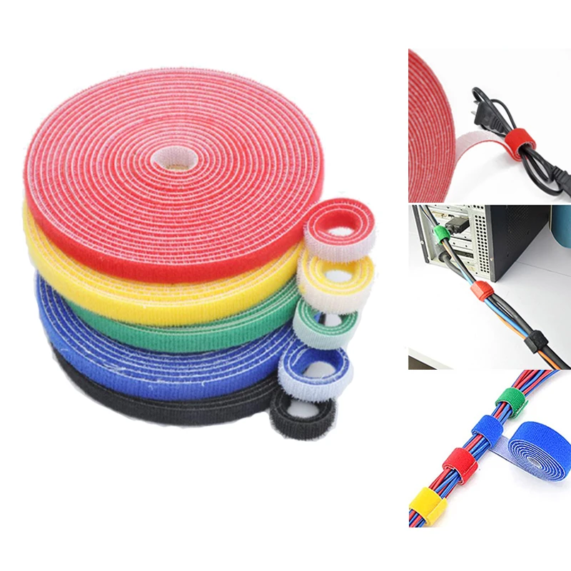 

5M/Roll 10mm Velcros Strap Adhesive Fastener Tape Cable Ties Reusable Double Side Hook Loop Cable Tie Wires Management Straps