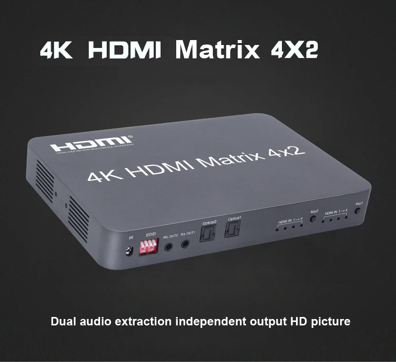 

4K HDMI Matrix 4X2 HDMI Splitter Switch 4 In 2 Out Video Converter 1080p EDID Optical Audio Extractor for PS4 XBOX PC To TV Hdtv