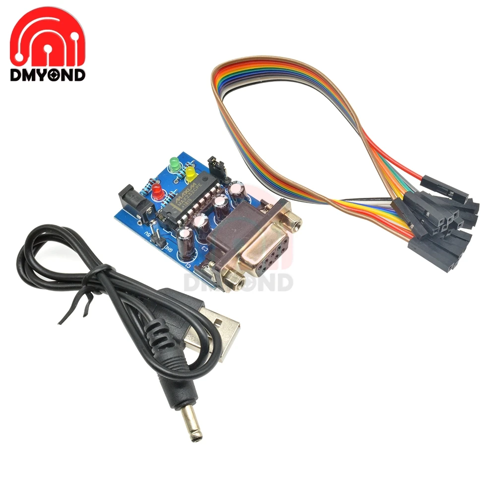 MAX232 Converter RS232 to TTL Module COM DB9 Serial Board MAX232CPE Transfer Chip ATMEGA16 LED Light Power RXD TXD | Инструменты