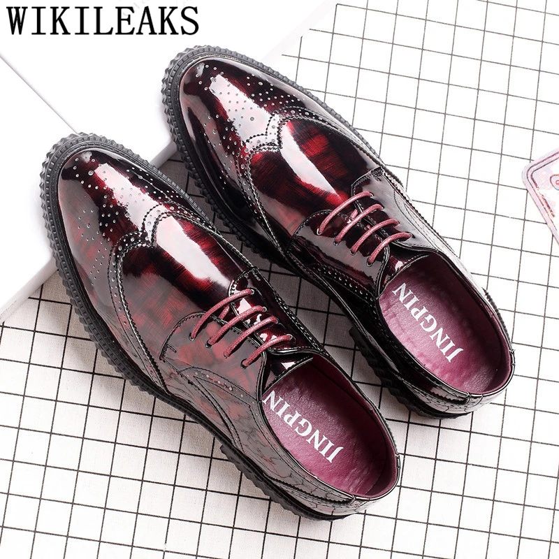 Броги оксфорды для мужчин свадебные туфли мужские деловые кожаные обувь