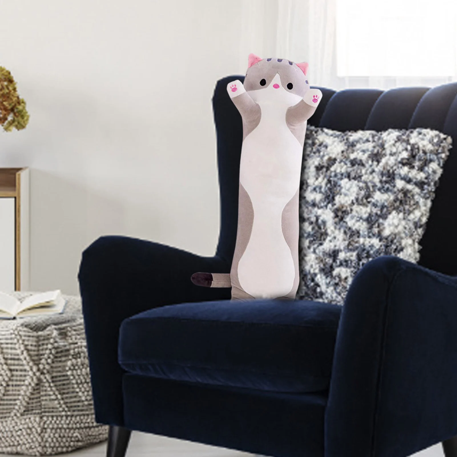 50/70/90см 100% пуховые хлопковые плюшевые игрушки Животное Кошка Милые Креативные Длинные Мягкие Офисные Подушки для сна во время обеденного перерыва