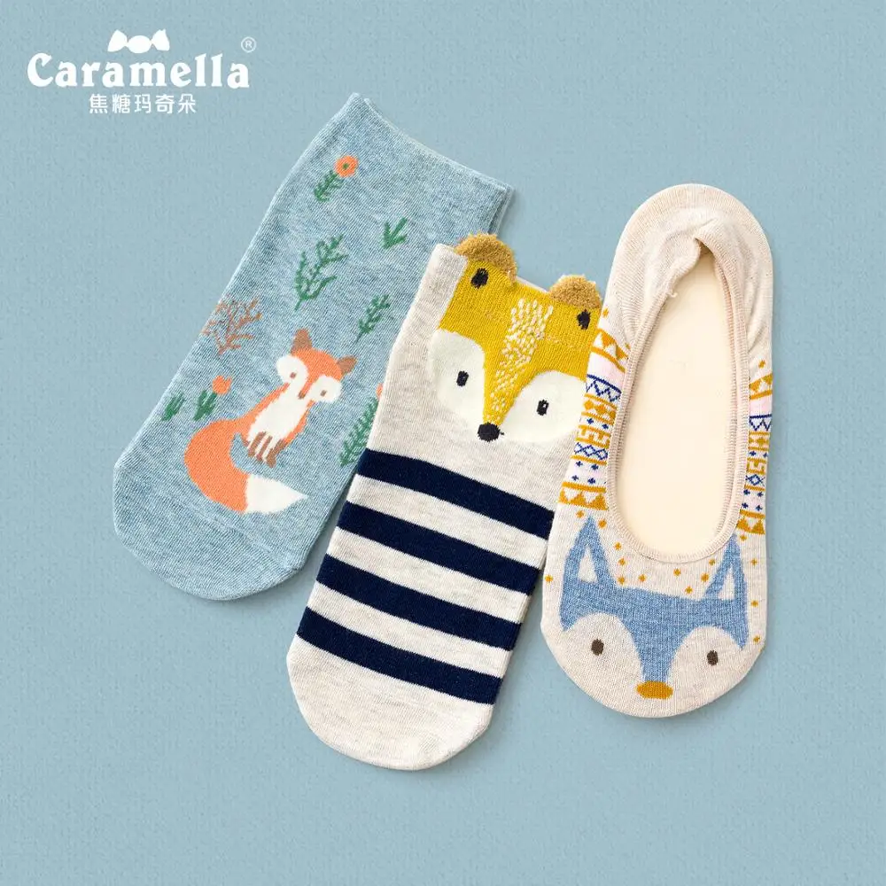 Комплект женских носков карамелла 3 пары 2020 хлопок невидимые женские