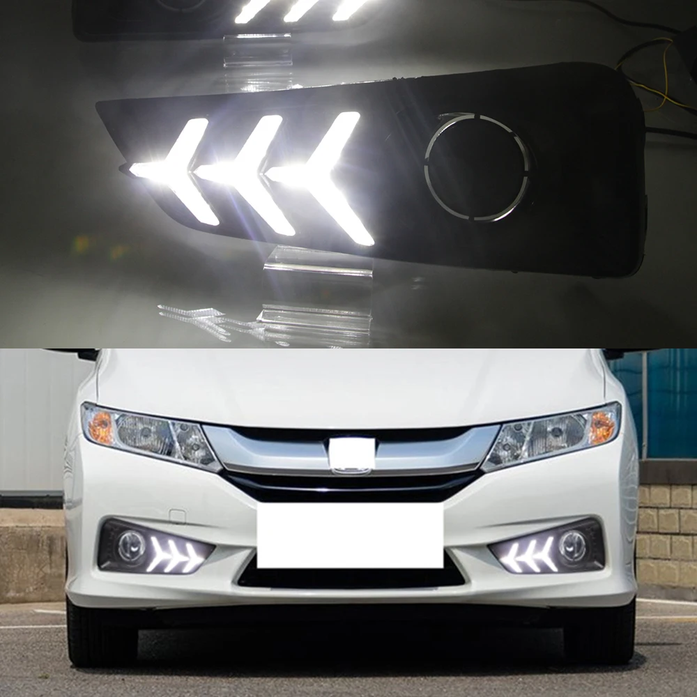Автомобильные мигающие светодиодные дневные ходовые огни для Honda City Grace 2015 2016 2017