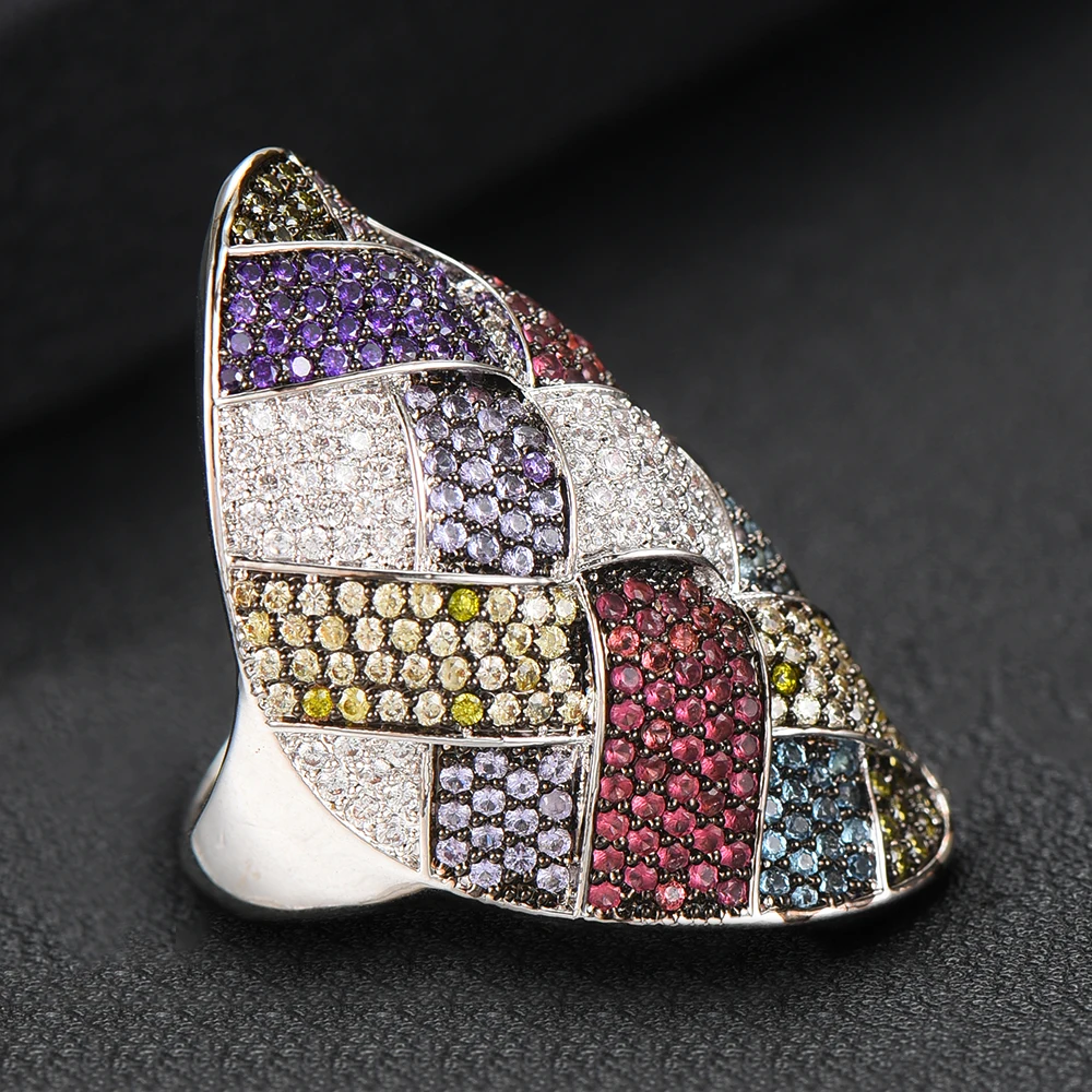 GODKI Trendy Twist Cross Wrap Ring for Women Multicolor Cubic Zircon Finger Rings Beads Charm Ring Bohemian Beach Jewelry