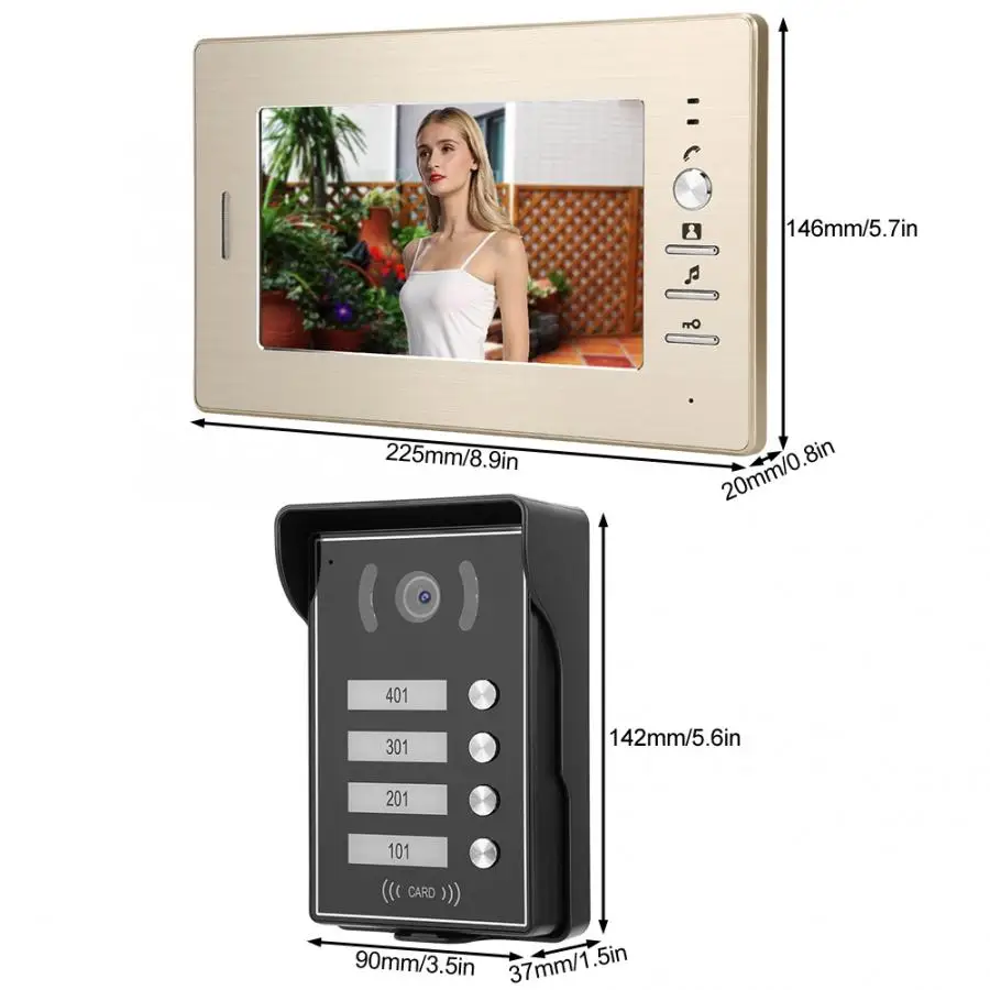 ЖК Видео Интерком безопасности дверной звонок с 4 мониторами кард ридер 110 240 в