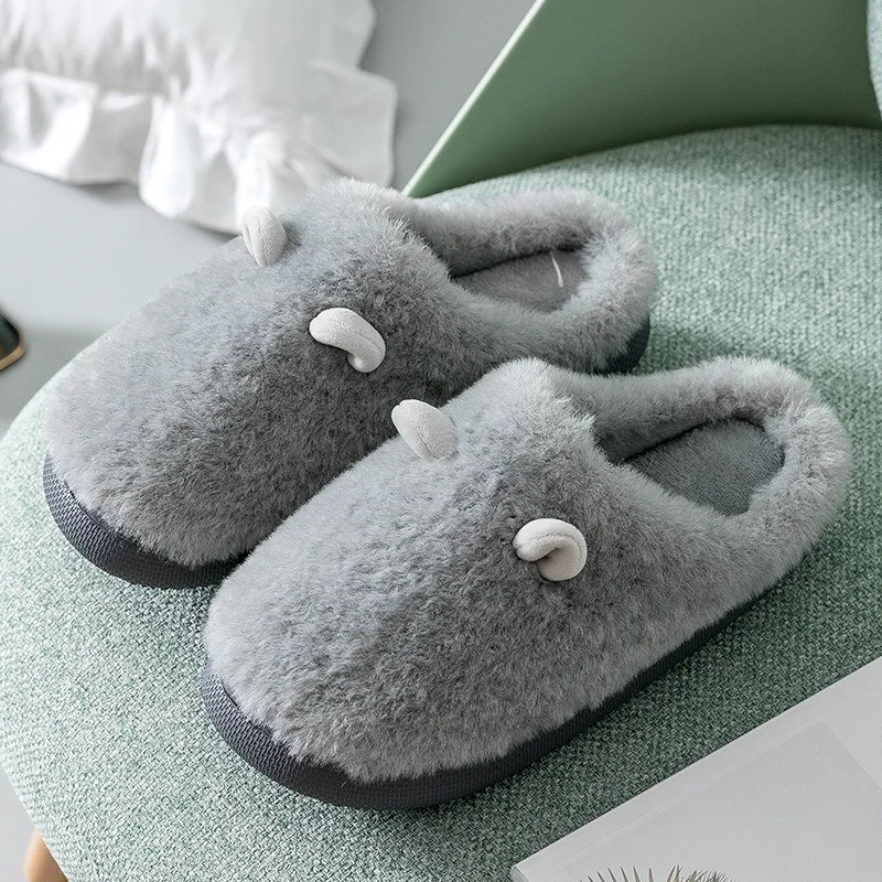 

Fur Cotton Slippers Winter Warm House Slippers Indoor Shoes Non Slip Soft Thick Sole Women Fluffy Slippers Home Shoes Women