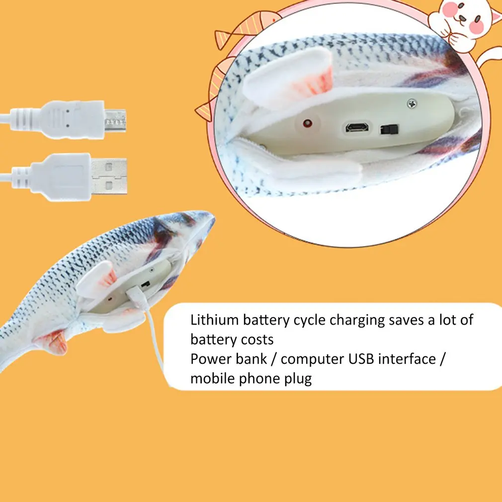 

Electric Cat Toys Plush Interactive Electronic Bite Resistant Chew Molar Moving Dancing Fish Toy Kitten Grinding Claw