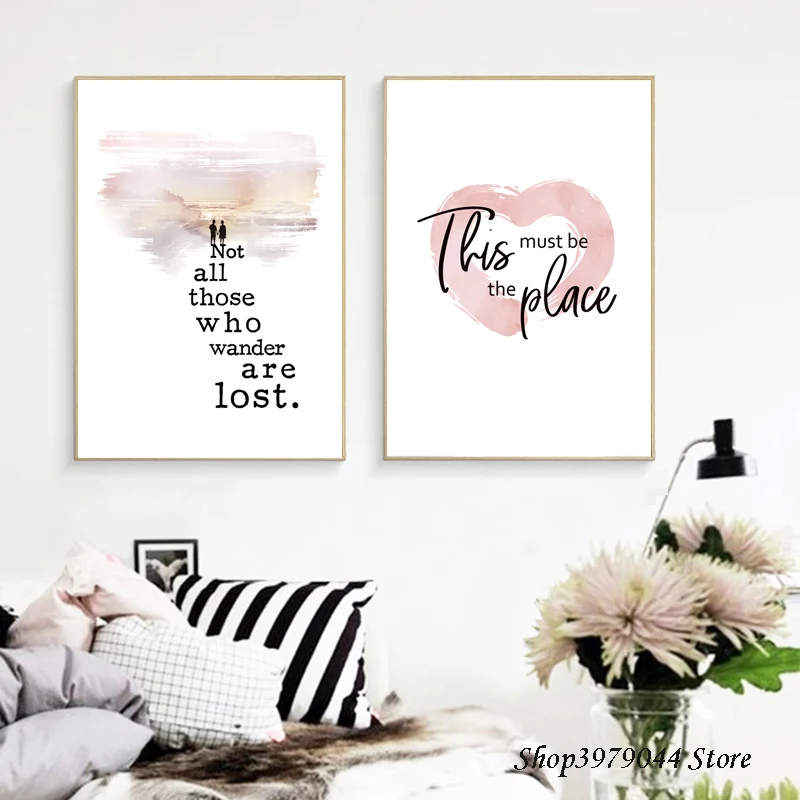 Это должно быть место холст художественный постер розовое сердце печать