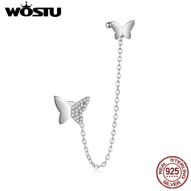 Женские серьги гвоздики в виде летающей бабочки из серебра 925