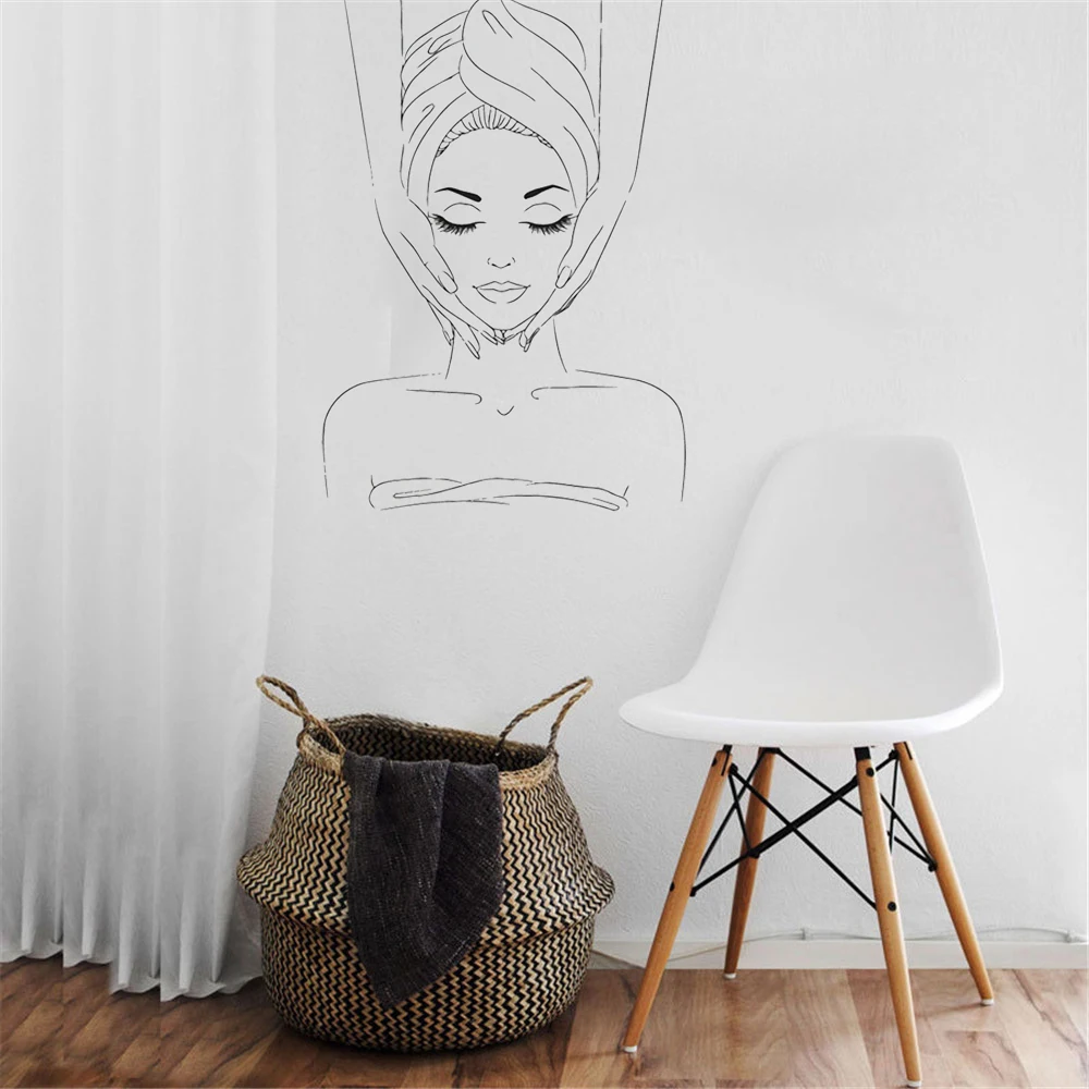 

Спа знак, материалы для лица, настенная наклейка, домашний декор, виниловая настенная наклейка s для салона красоты, оконная наклейка, съемно...