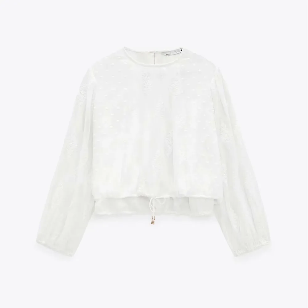 

Новинка 2021, модная плиссированная рубашка с длинным рукавом, Повседневная модная Женская Весенняя рубашка с вышивкой и круглым вырезом