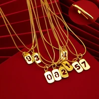 korean necklace for women men lucky number choker necklace 24k gold pendant necklace holiday party wedding jewelry wholesale