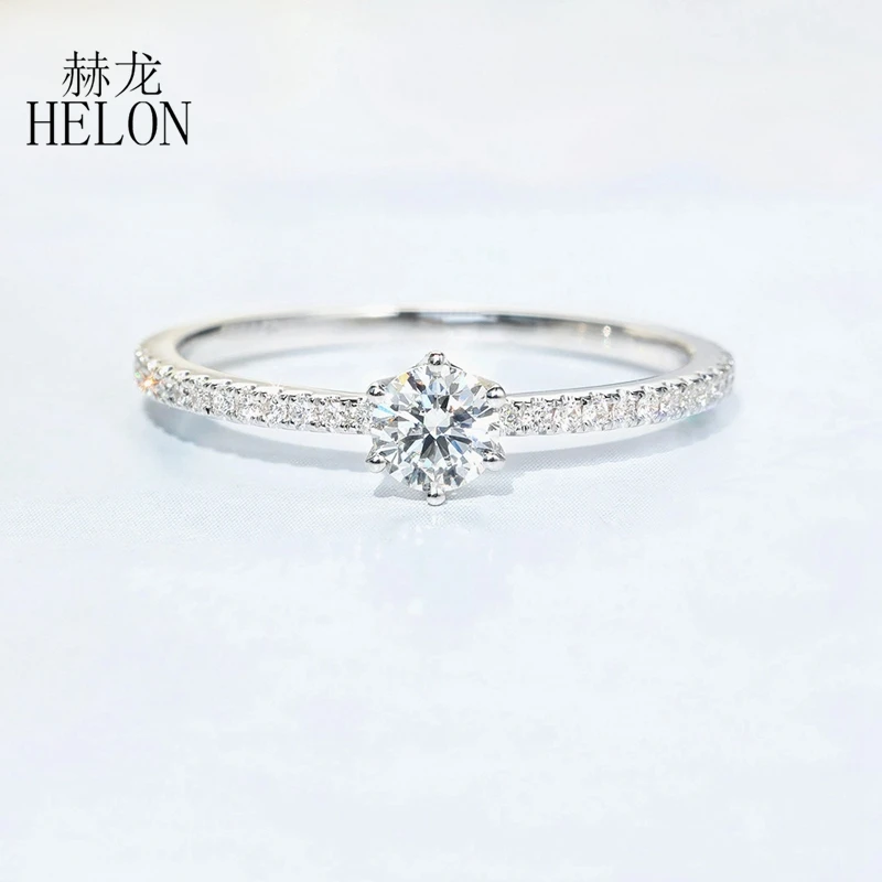 Женское Обручальное Кольцо HELON VVS/DEF Moissanite белое золото 10 к обручальное кольцо с