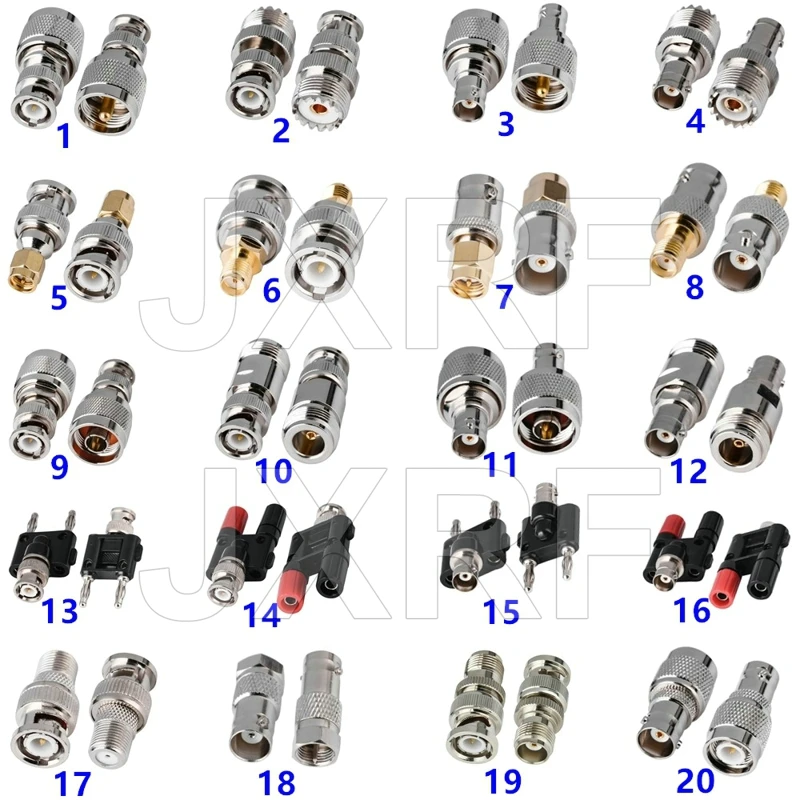 

1 шт. BNC-SMA SO239 UHF N TNC F Тип RF двойной 4 мм банановый связующий столб адаптер тестовый комплект
