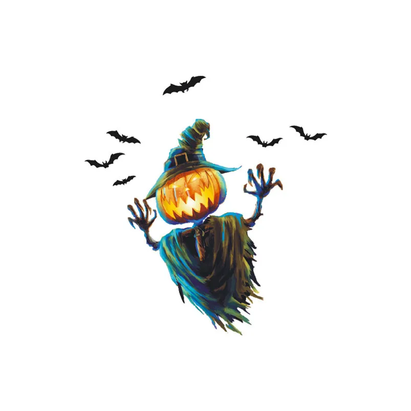 ПВХ наклейка в виде тыквы пугала Хэллоуин настенные Стикеры обои украшение для