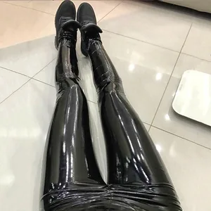 Женские леггинсы из искусственной кожи, привлекательные облегающие леггинсы с высокой талией, модные повседневные брюки с эффектом пуш-ап, 2019