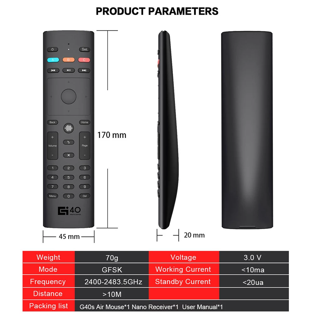 2.4G Wireless Air Mouse 34 Keys 6-Axis Gyro Voice Remote Control G40S Electronic Smart Home Accessories for PC STB | Электроника