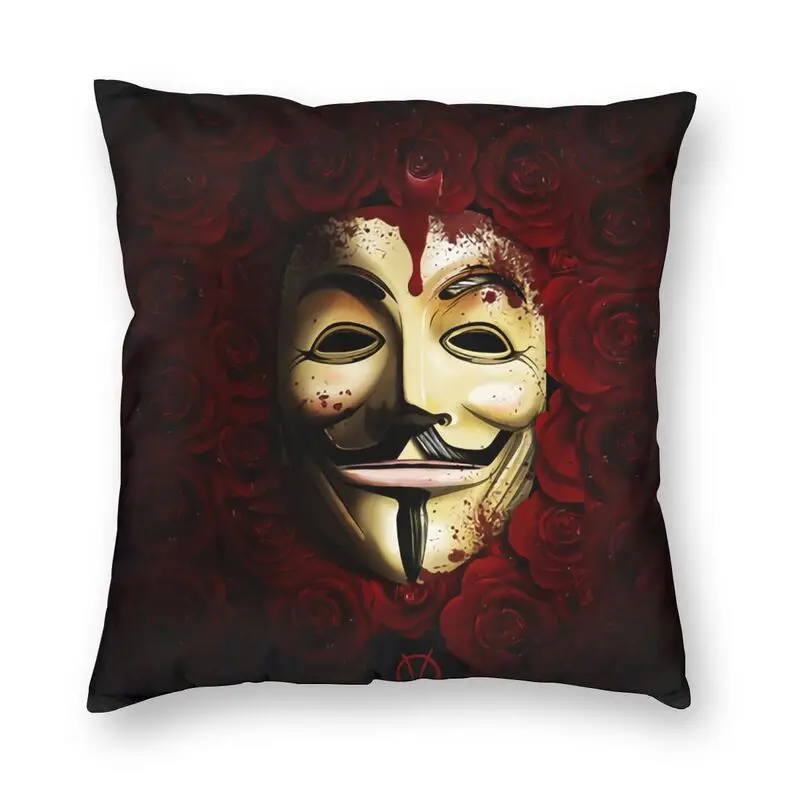 

V For Vendetta Anonimus Guy Fawkes Throw Pillow Case Home Decorative Straw Hat Cushion Cover 40x40cm Pillowcover for Living Room
