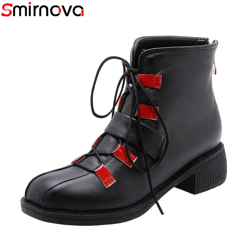 Smirnova/новые женские ботинки больших размеров 34 46 осенне зимняя обувь на шнуровке с