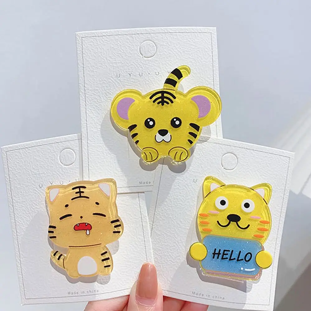 

Korean New Cartoon Tiger Side Duckbill Clips Letter Headwear Sweet and Cute Acrylic Geometric Barrettes Female Hair Accessories