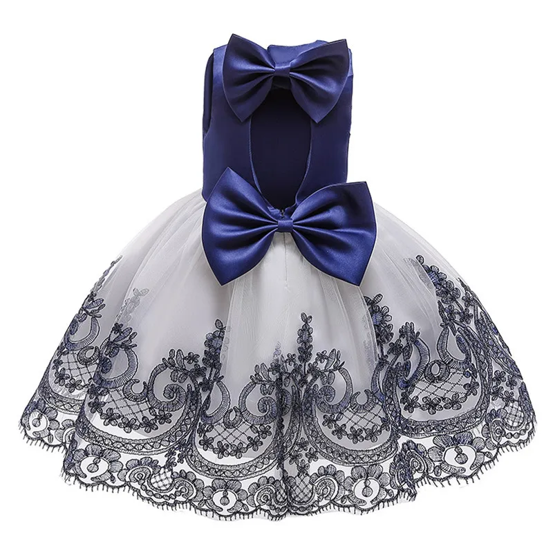 dark blue Flower Girls Dresses for Birthday Party Clothes Lace Pageant Baby Girls Sleeveless Princess Wedding Children Prom Gowns - Цвет: dark blue