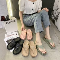 fashion flip flops womens thick soled non slip sponge cake bottom sandals breathable clip foot womens wear lazy beach slippers