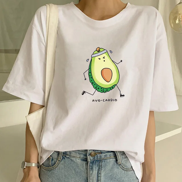 Модная женская белая хлопковая Футболка с принтом авокадо эстетические
